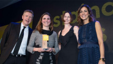 Giraffe Innovation’s Rob Holdway and compere Julia Bradbury (right) present P&G with the award